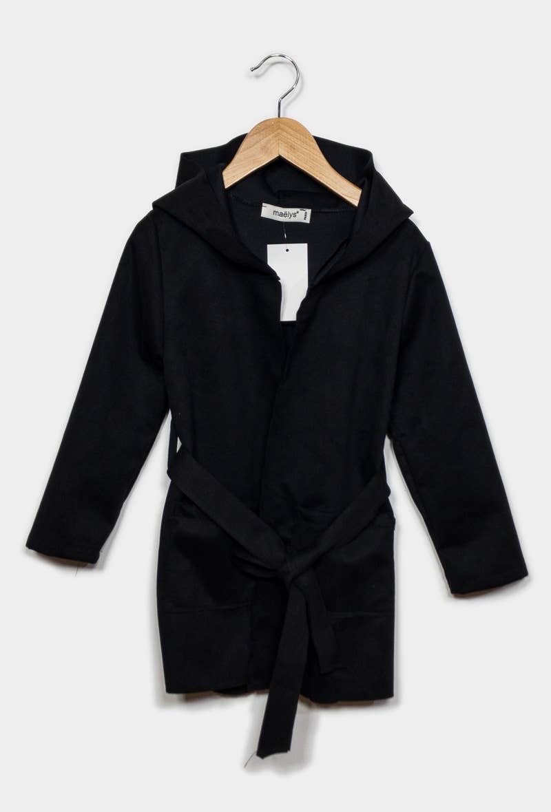 IDEAL OUTFIT - BLACK SUEDE HOODED JACKET