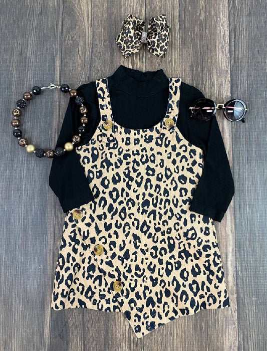 The Hair Bow Company - Black Long Sleeve Shirt & Animal Print Dress